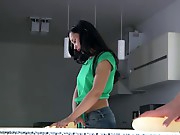 Black haired girl sucks on a thick suction dong as if it were a real dick before sliding it in her soaked twat for an intensely gratifying drill